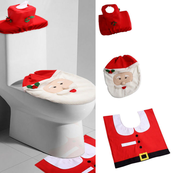 3pcs-christmas-toilet-seat-cover-tissue-cover-set-lid-xmas-santa-claus-bathroom-mat-christmas-decoration-for-bathroom-navidad