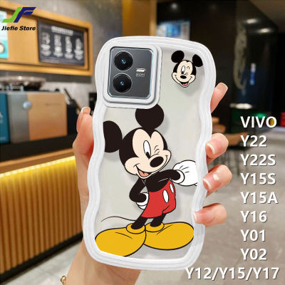 JieFie การ์ตูน Mickey Mouse เคสโทรศัพท์สำหรับ VIVO Y22 / Y22S / Y15S / Y15A / Y02 / Y01 / Y12 / Y15 / Y16/Y17แฟชั่นน่ารักมินนี่มิกกี้เคสคู่ทีพียูนุ่มฝ้าโปร่งแสงฝาครอบโทรศัพท์