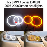 Switchback ผ้าฝ้ายไฟ LED Angel Eye Dual สีขาว Amber สำหรับ BMW 3 Series E90 E91 2005 2006 2007 2008 Xenon ไฟหน้า