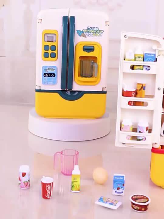 Kids Pretend Play Simulation Double Refrigerator Mini Kitchen With Ice