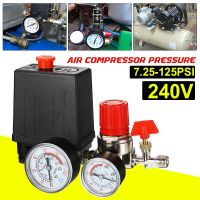 LJLJ-240v Air Compressor Pump Pressure Switch Air Pump Control Manifold Relief Regulator Pressure Gauge Control Valve 125 Psi