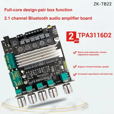 ZK-TB22 2.1 Channel Bluetooth Audio Power Amplifier Board TPA3116D2 50W+50W+100W Tweeter Subwoofer Adjustment Module