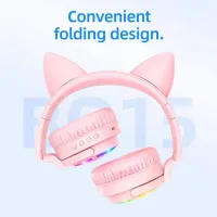 BOROFONE BO15 Cat ear BT Headphones หูฟังบลูทูธหูเเมว เสียงดี เเบตอึด ดีไซน์น่ารัก มีไฟLED ใส่สบาย ของเเท้!!