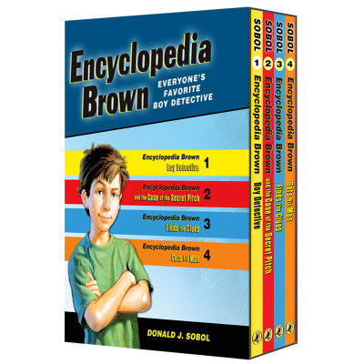 Encyclopedia little brown 4 volumes boxed English original Encyclopedia Brown Allan Poe award Donna sobor English version into puzzle reasoning novel childrens English extracurricular reading book