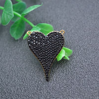 Luxury Heart Pendant Blue Yellow Black Color Cubic Zirconia CZ Beads Paved Women Gift Jewelry Necklace Making Supplies