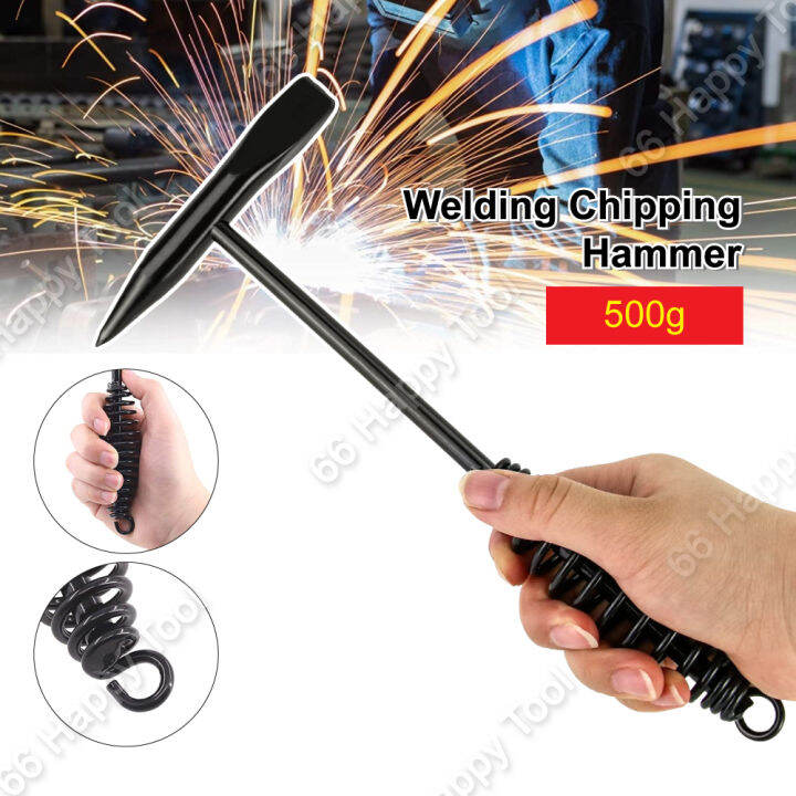 500g Welding Slag Chipping Hammer With Spring Handle Tool Cleaning Welder Rust Remove Tools