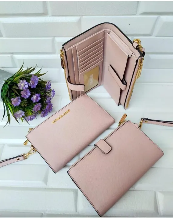 Guaranteed Authentic Michael Kors Jetset Ladies Double Zip Plain Wristlet  Wallet - Pink | Lazada PH