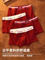 Zodiac year red underwear boys boxer briefs pure cotton breathable cute rabbit print belt mens boxer shorts 【JYUE】