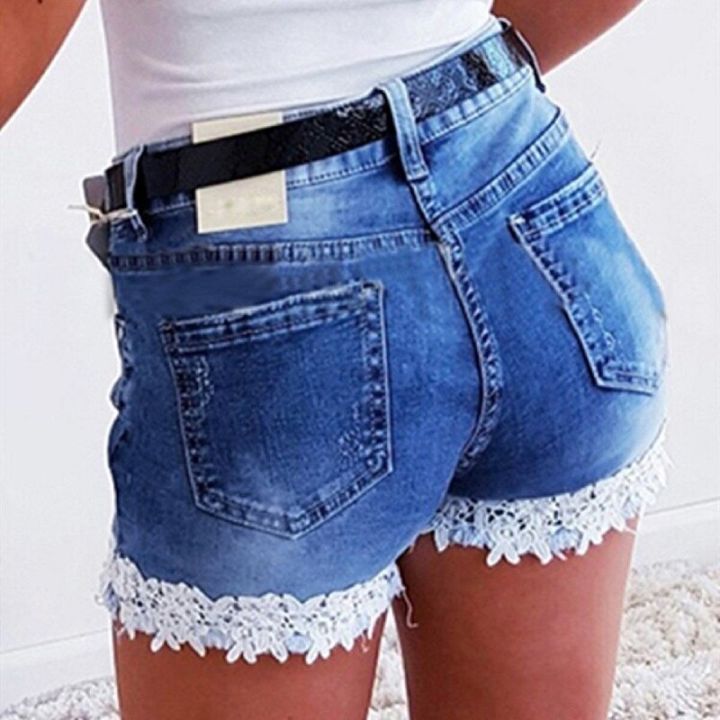 women-slim-denim-shorts-stretch-lace-stitching-jeans-shorts-ladies-casual-regular-short