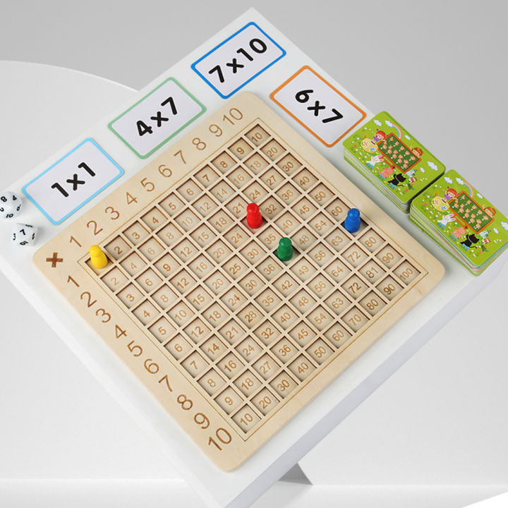 เกมกระดานไม้-interactive-thinking-montessori-9x9คณิตศาสตร์นับร้อยบอร์ดก่อนวัยเรียนการฝึกอบรมเกมปริศนาสำหรับ2-4ผู้เล่น