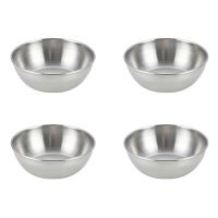 4Pcs Stainless Steel Sauce Dishes Round Seasoning Dishes Sushi Dipping Bowl Saucers Bowl Mini Appetizer Plates