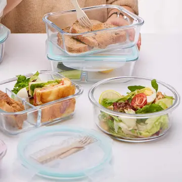 Glass Lunch Box for Office Kids Student Meal Prep Containers Microwave Bento  Box with Compartment Food