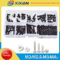 White Black Nylon Screw Pan Round Head Phillips M2 M2.5 M3 M4 Metric Thread Cross Machine Plastic Bolt Nut Set Assortment Kit