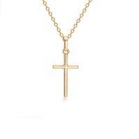 Fashion Simple Cross Pendant Necklace Gold Color Chain Choker For Women Men Couple Jewelry Birthday Party Gift