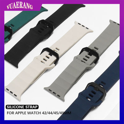 VUAERANG สายใหม่ซิลิโคนสำหรับสายคาด Apple Watch 49มม. 45มม. 44มม. 42มม. สายนาฬิกาข้อมือสำหรับ Apple Watch สำหรับ I Watch Ultra/8/7 /Se/ 6/5/4/3/2/1
