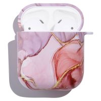 เคส PC ป้องกันหูฟังไร้สายกันตกลายหินอ่อนสำหรับ AirPods 1/2 (สีชมพูสีม่วง) (จัดส่งรวดเร็ว)