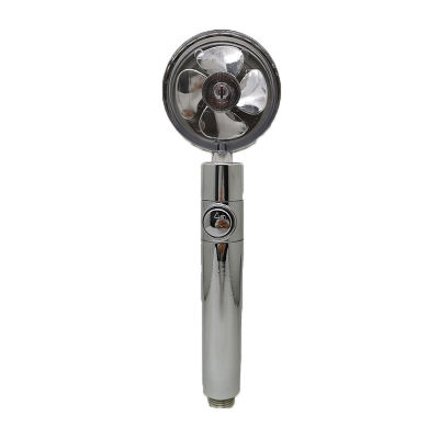 360 Rotation Bathroom Shower Head Propeller Turbo Boost Spray Water Saving Switch Button Fancy Shape Shower Head Plating Nozzle