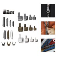 ﹊♤℡ 24 Set Metal Head Sliders Square Tool Zipper Bottom Sliders Backpack Accessories Stoppers Zipper Retainer Accessories