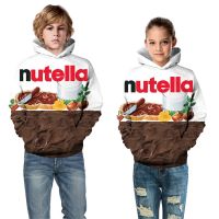 Winter Autumn Children 3D Sweatshirts Boy Girl Print Nutella Food Chicken Beef Noodle Hoodies Kids Pullovers Clothing Tops