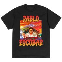 เสื้อยืด ผ้าฝ้าย พิมพ์ลาย Pablo Escobar สีดํา สไตล์วินเทจ สําหรับผู้ชาย และผู้หญิง