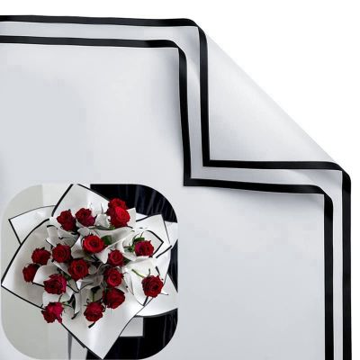 20PCS Border Flower Wrapping Papers Line Fog Surface Gifts Paper Florist Bouquet Waterproof Plastic Paper