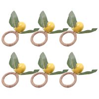 Napkin Rings Set of 6,Decorative Lemon Vine Leaf Napkin Rings, Dinning Table Setting Yellow Napkin Buckle Napkin Holders