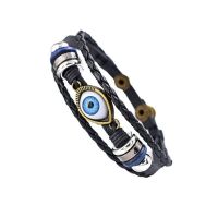 Fashion Turkish Evil Eyes Multilayer Bracelet For Men Bohemian Blue Eye Vintage Devil Leather Bracelets Bangle Goth Jewelry Gift