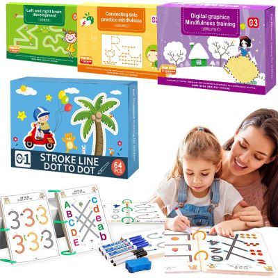 Magical Tracing Workbook Set Children Montessori Drawing Toy Pen Control Training Shape Math Game Set Toddler Educational Toy