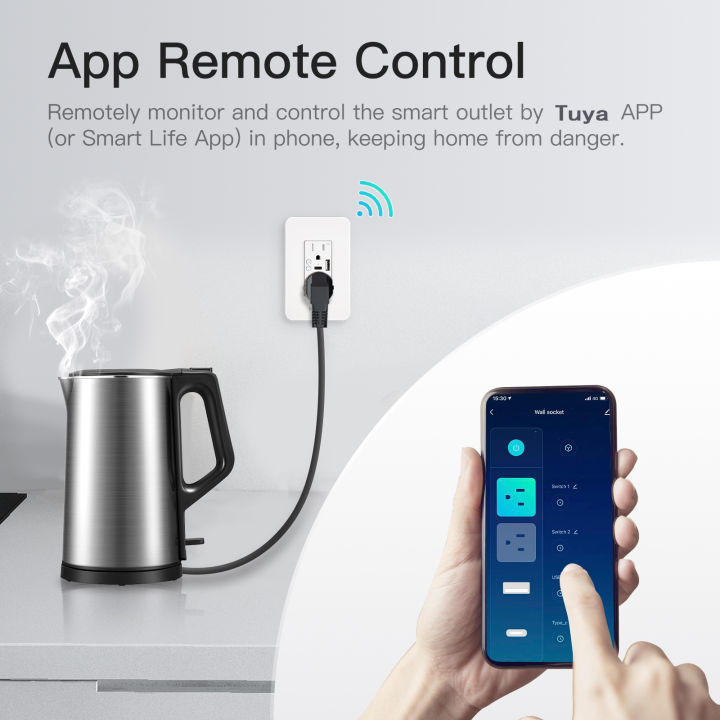 tuya-smart-home-wifi-us-สมาร์ทซ็อกเก็ตปลั๊กคู่-app-timing-รีโมทคอนล-usb-typec-partition-control-wall-socket-สำหรับ-alexa