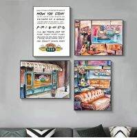 สีน้ำผ้าใบ Central Perk ภาพแสดง Wall Art โปสเตอร์โซฟาร้านอาหารพิมพ์ภาพวาดห้องนั่งเล่น Home Enhancement