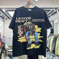 ใหม่ KANYE เสื้อยืดคอกลมวินเทจล้างเก่าทำขนาดใหญ่ผู้ชายและผู้หญิงผ้าฝ้ายแขนสั้นด้านบน Techwear