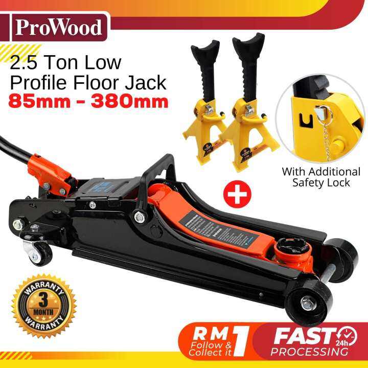 2.5 Ton Low Profile Floor Jack ( Black / Orange ) + 2 pcs ( Standard ...