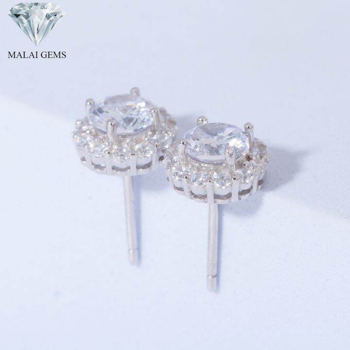 malai-gems-ต่างหูเพชร-เงินแท้-silver-925-เพชรสวิส-cz-เคลือบทองคำขาว-รุ่น-155-e016-2-แถมกล่อง-ต่างหูcz-ต่างหูเงินแท้