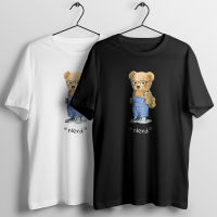 SDFDMytee100% Cotton T Shirt Women Korean Cotton Oversized Tee Nerd Bear Print Loose BF Wind Graphic Tee