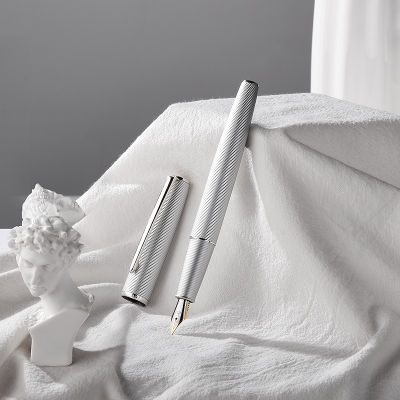 LT Hongdian A3 Metal Fountain Pen Aluminum Alloy Beautiful Silver-golden Nib EFF 0.40.5mm Writing Ink Pen for Business Office