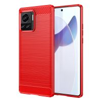 SmartPhonemall For Motorola Moto X30 Pro/Edge 30 Ultra Brushed Texture Carbon Fiber TPU Phone Case(Red)