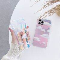 [Hot K] เคสโทรศัพท์เลเซอร์เมฆแสงรุ่งอรุณหลากสีสีดำใสสำหรับ Samsung Galaxy S22 S20 FE S21มากบวก S9 S10 S8 Note 20 10 9 8