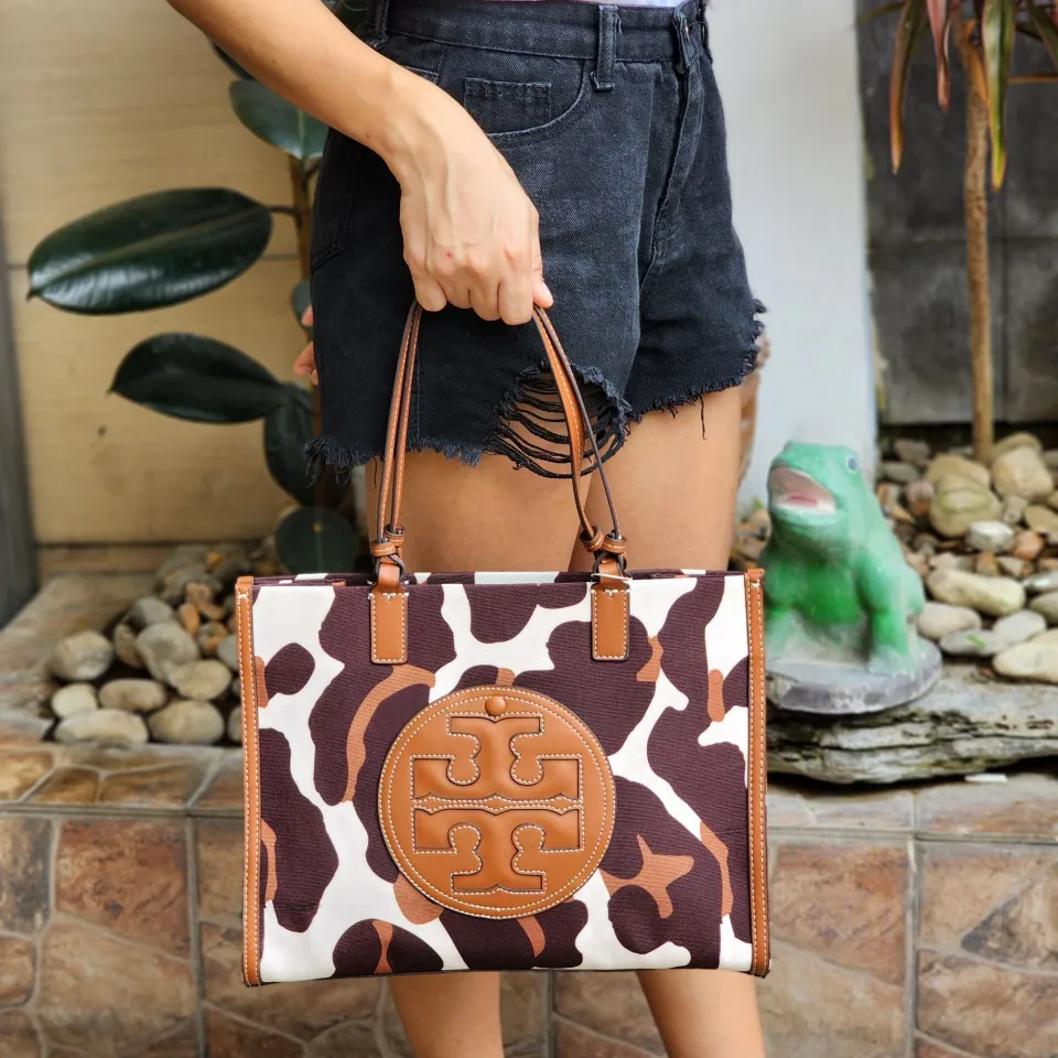 Tory burch ella discount leopard print canvas tote