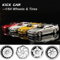 KICARMOD 1/64 Alloy Car Wheels with Rubber Tires for 1:64 Diecast Car Mini Model Cars Off-road Accessories Modified Parts Die-Cast Vehicles