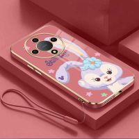 Honor X9a X9b เคสน่ารักหรูหรา5G ขอบสี่เหลี่ยมเคลือบด้านหลังเป็นนิ่ม TPU ฝาครอบสายคล้องแบบมีเคส