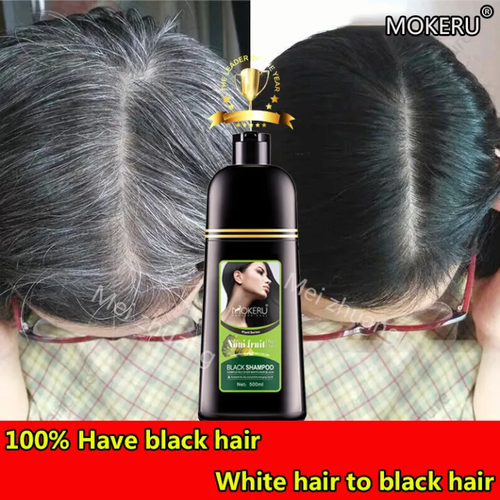 1 wash black)MOKERU Black Hair Shampoo Turn Your White/Gray Hair Into Black  In Just