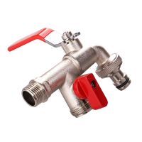 90 Degree Double Valve Water Tap Durable Brass Manual Adjust Faucet for Home Outdoor Garden Tools