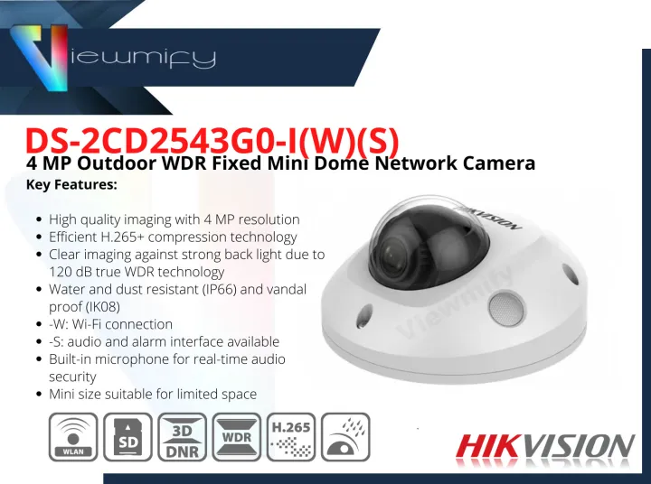 Hikvision DS-2CD2543G0-IWS 4 MP Outdoor WDR Fixed Mini Dome Network ...