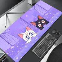 แผ่นรองโต๊ะแมว,แผ่นรองเมาส์แล็ปท็อปน่ารัก Kawaii Anime XXL Extended Gaming Table Pad,แผ่นรองเมาส์สีม่วงคุณภาพสูง