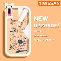 "YIWESAN เคสสำหรับ VIVO Y93 Y93S Y91C การ์ตูนน่ารักนาซ่านักบินอวกาศลวดลายน่ารักขอบนุ่มเคสกันกระแทกใสเคสซิลิโคนนิ่มทนทานต่อการตกเคสโทรศัพท์"