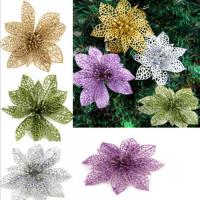 10cm Christmas Decoration Glitter Powder Decoration Christmas Fake Flower Hollow Christmas Flower Xmas Tree Decoration Wedding Party Garden Decor Christmas Gift Sticky Fake Flower 10cm Christmas Decoration Christmas Decoration Supplies Party Garden Decor