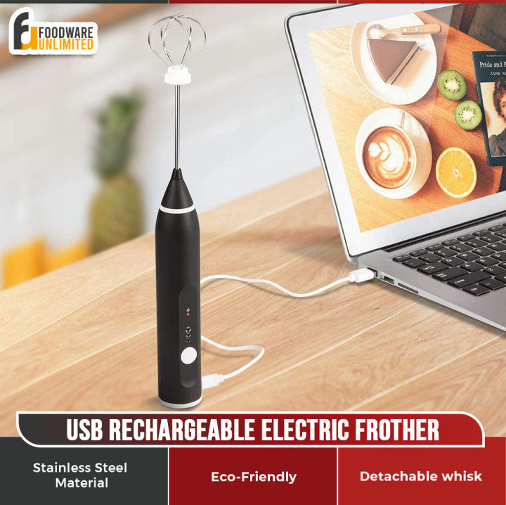 Milk Frother Handheld, USB Rechargeable 3 Speeds Mini Electric