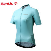 Hot Santic Women Cycling Jersey Professional Ladies Outdoor Cycling Road Bike Jersey จักรยานแขนสั้นเสื้อฤดูร้อน