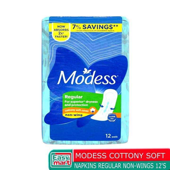 Easy.Mart Modess Cottony Soft Napkin Regular NonWings 12's Absorbs The