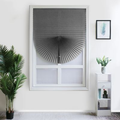 Easy to Install Light Filtering Pleated Paper Shades for Window Temporary and Portable Blinds with Clips Roman Zebra Curtain